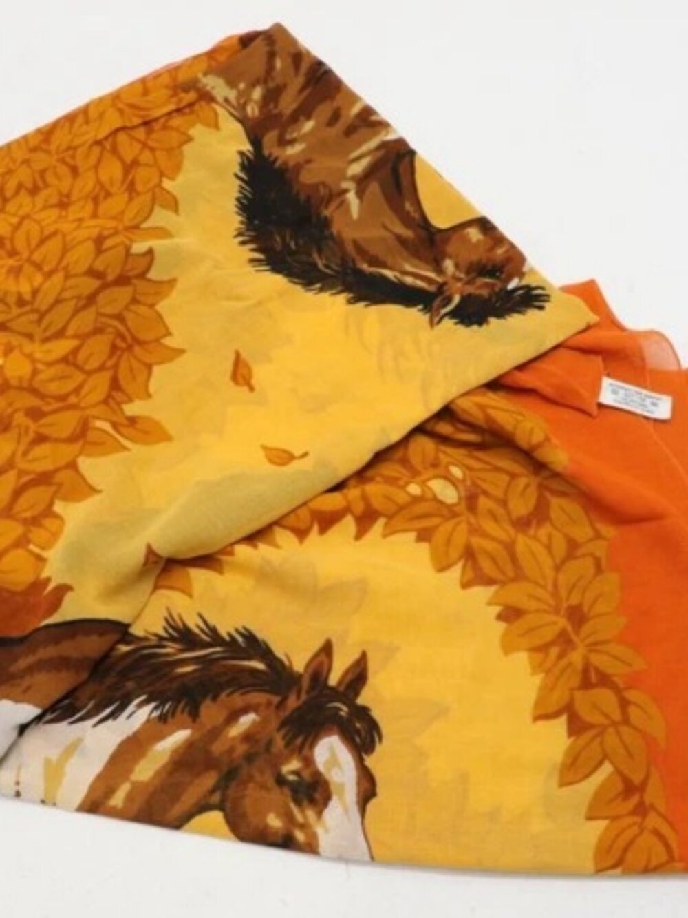 Hermes Horse Orange Cotton Scarf 70" x 62"